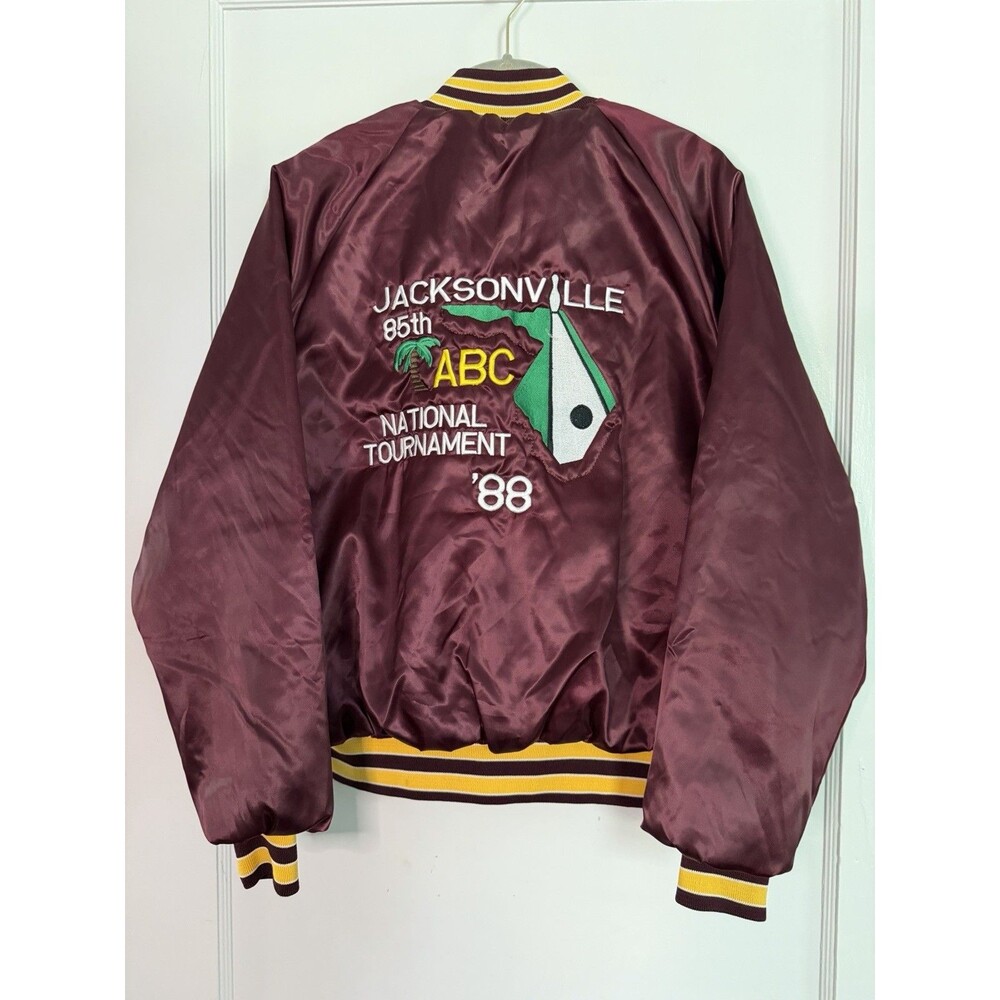 Vintage 1988 ABC National Tournament Jacksonville Satin Bomber Jacket USA M